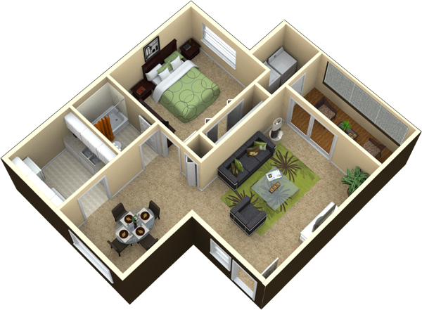 1 Bedroom 1 Bath 650 Sq Ft Details This Is A Great Floorplan  - 650 SQ FT House Plans 3D