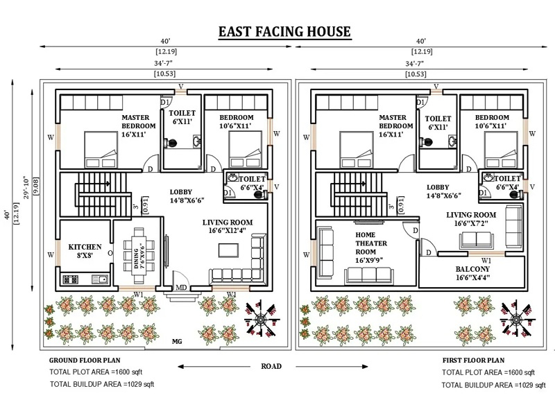 10 Best 1600 Sq Ft House Plans As Per Vastu Shastra 2023 - 1600 SQ FT House Plan East Facing