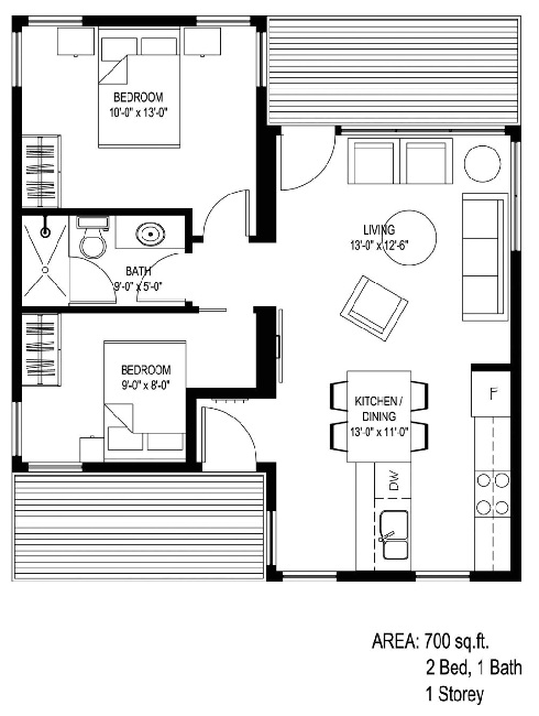 10 Best 700 Square Feet House Plans As Per Vasthu Shastra - 700 SQ FT One Bedroom House Plans