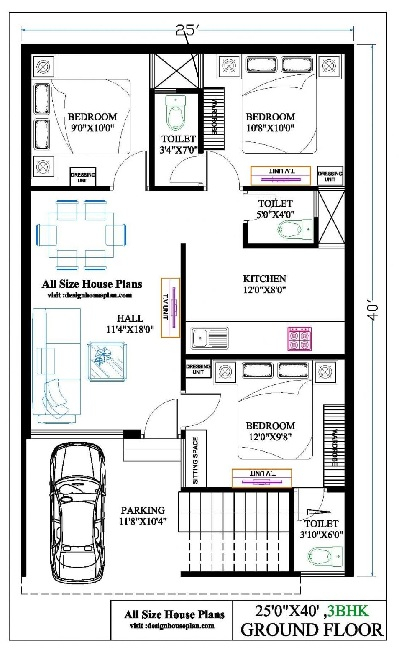 1000 Sq Ft House Plans 3 Bedroom Indian Style 3 Bedroom House Plans  - 1000 SQ FT House Floor Plans In India