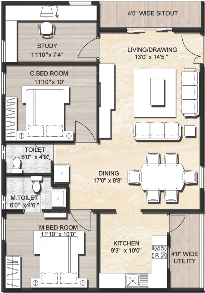 1000 Sq Ft House Plans With Car Parking 2017 Including Popular Plan  - 1000 SQ FT House Plans With Car Parking