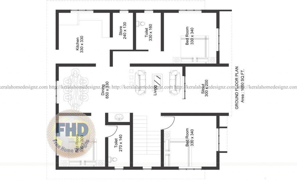 1050 Square Feet 3 Bedroom Single Floor Modern House And Plan Home  - 3 Bedroom House Plans 1050 SQ FT Vaulted Ceiling