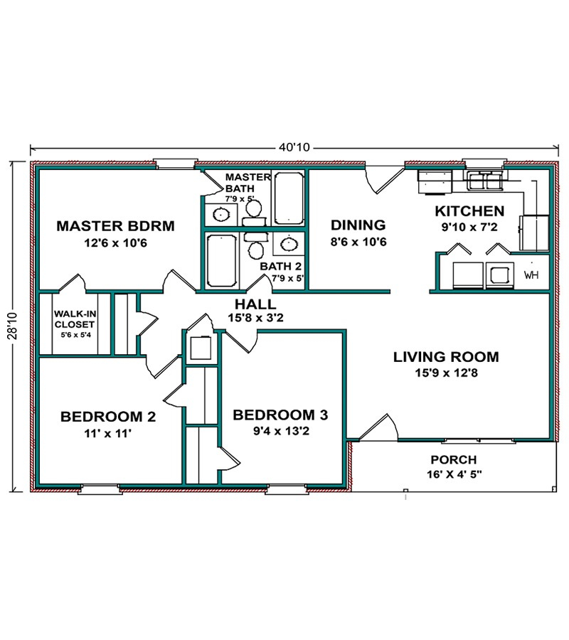 1100 Sq Ft 2 Bedroom Bath House Plans House Design Ideas - 3 Bedroom 2 Bath 1100 SQ FT House Plans