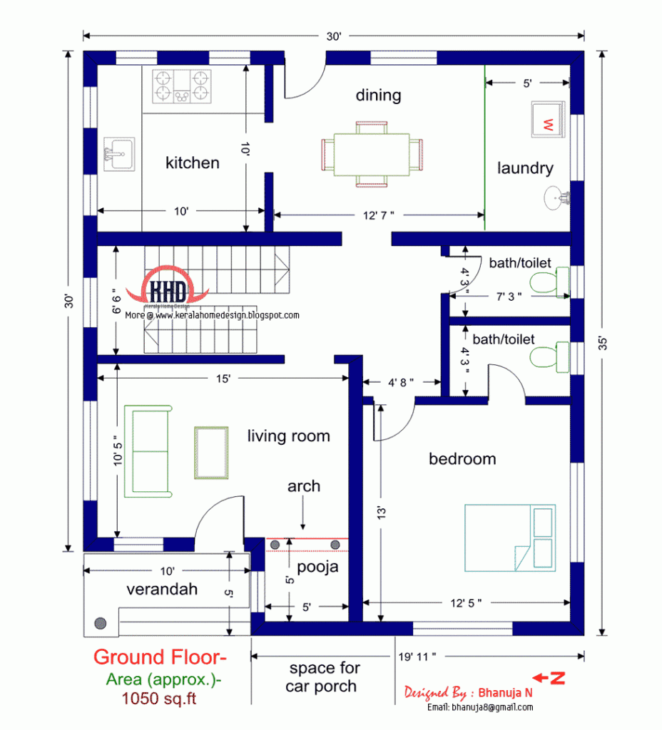 1100 Sq Ft House Plans 3d Kerala Plans Sq Ft 1200 Plan Square Feet 1100  - 1100 SQ FT Duplex House Plans