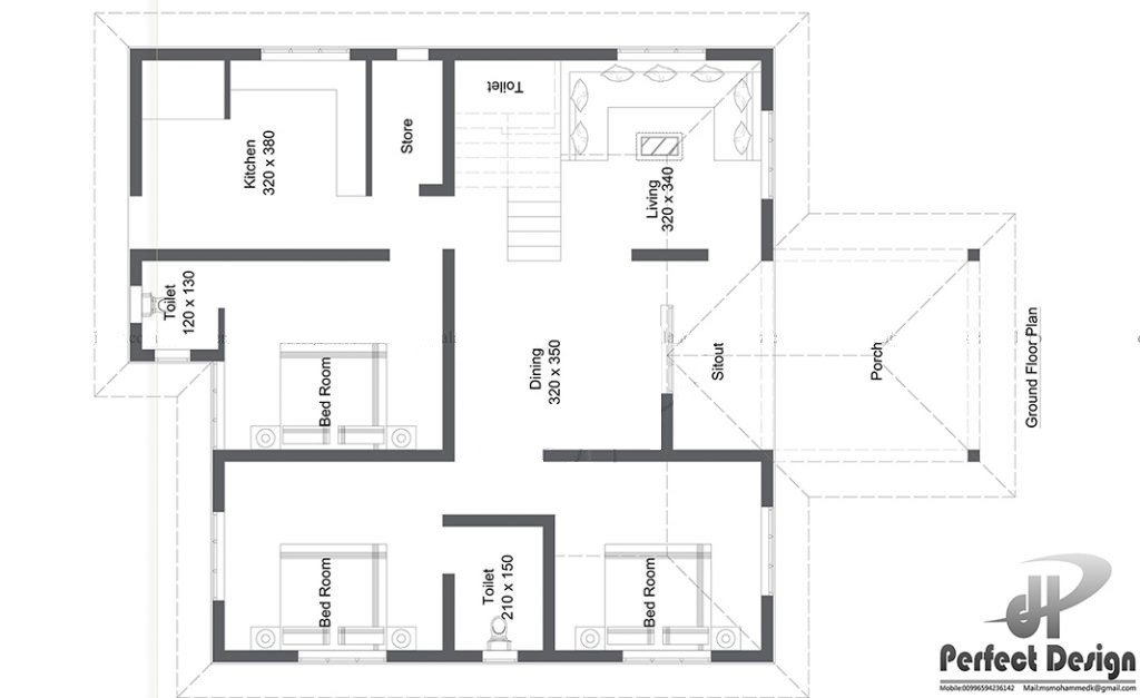 1150 Sq Ft 3BHK Traditional Style Beautiful House And Free Plan Home  - 1150 SQ FT House Plan