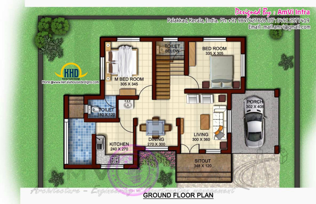 1170 Square Feet Floor Plan And Elevation Indian House Plans - 1170 SQ FT House Plans