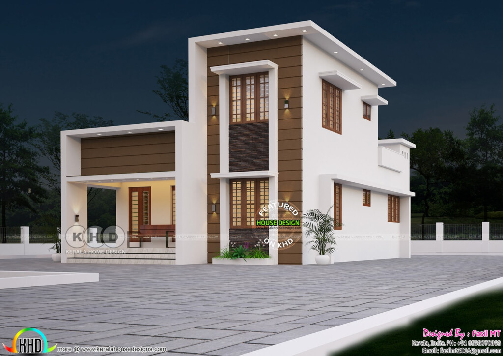 1200 Sq ft 3 Bedroom Modern Double Storied Home Kerala Home Design  - 1200 SQ FT Modern House Plan