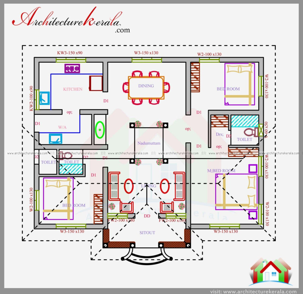 1200 SQ FT HOUSE PLAN IN NALUKETTU DESIGN ARCHITECTURE KERALA  - 1200 SQ FT Duplex House Plans Kerala