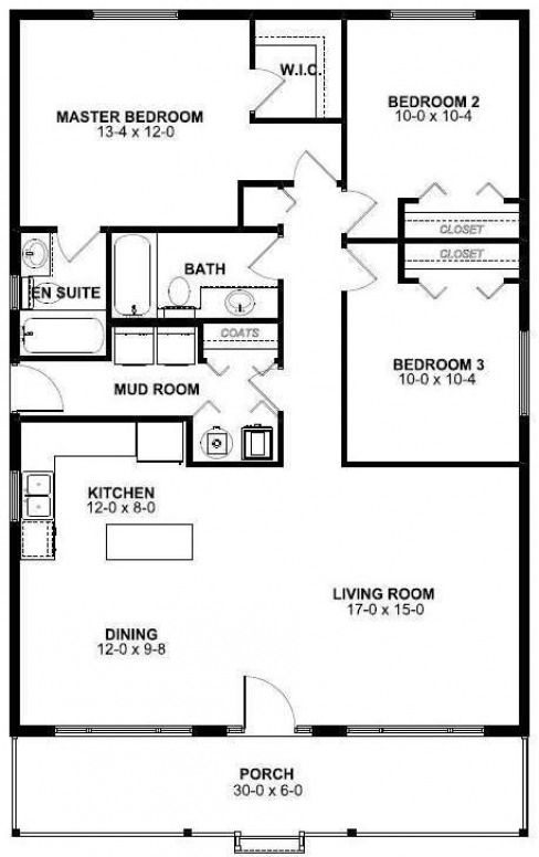 1260 Square Feet 3 Bedrooms 2 Batrooms 2 Parking Space On 1 Levels  - 1260 SQ FT House Plan