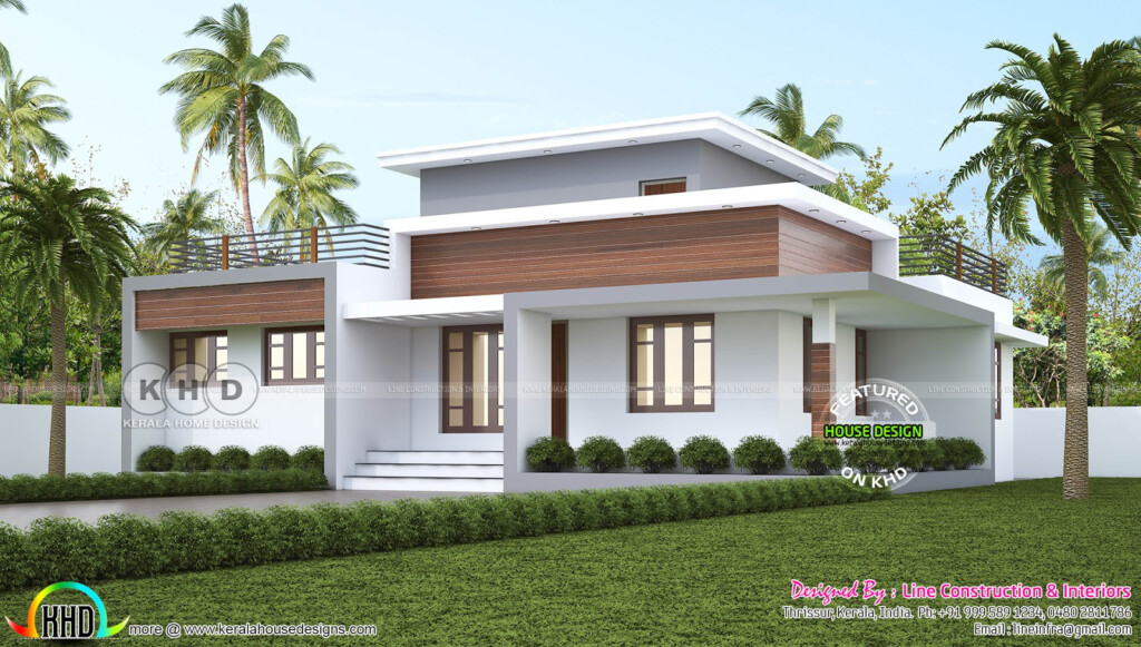 1300 Square Feet 3 Bedroom Flat Roof House Plan Single Floor Kerala  - 3 Bedroom 1300 SQ FT House Plans