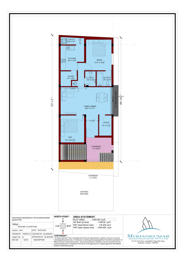 1350 Sq Ft House Plan Design Mohankumar Construction Best  - 1350 SQ FT House Plans Modern