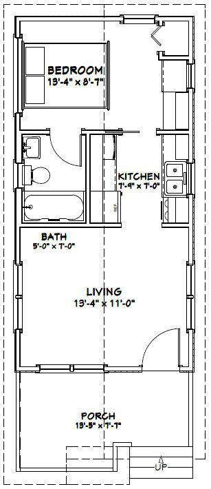 14x28 1 Bedroom House 14X28H1B 391 Sq Ft Excellent Floor Plans  - 391 SQ FT House Plans