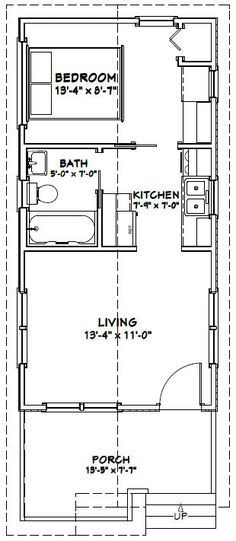 14x28 1 Bedroom House 14X28H1C 391 Sq Ft Excellent Floor Plans  - 391 SQ FT House Plans