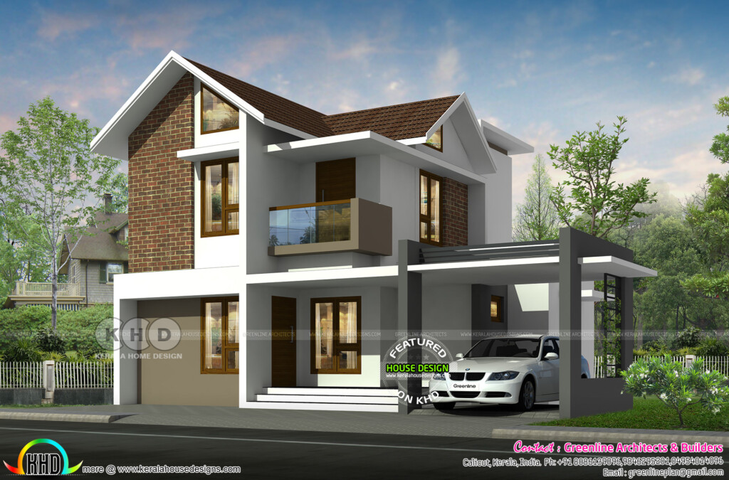 1590 Sq ft 3 Bedroom Modern Contemporary Kerala Home Design And Floor  - 1590 SQ FT House Plan