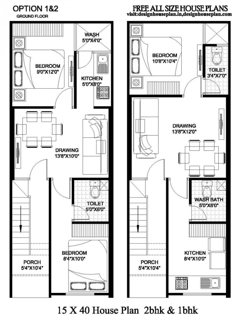 15x40 House Plan 15 40 House Plan 2bhk 1bhk - 15 40 SQ FT House Plan