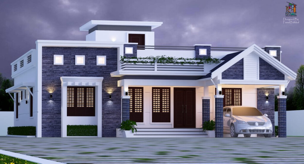 1600 Sq Ft 3BHK Mixed Roof Modern Single Storey House And Plan Home  - 1600 SQ FT Contemporary House Plans