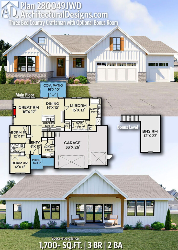 1600 Sq Ft House Plans With Bonus Room - 1600 SQ FT House Plans With Bonus Room