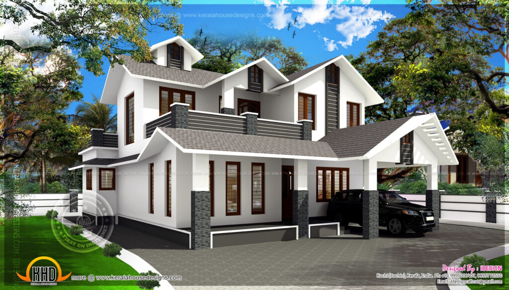 1700 Square Feet Sloping Roof Villa Kerala Home Design And Floor Plans - 1700 SQ FT House Plans 5 Bedroom