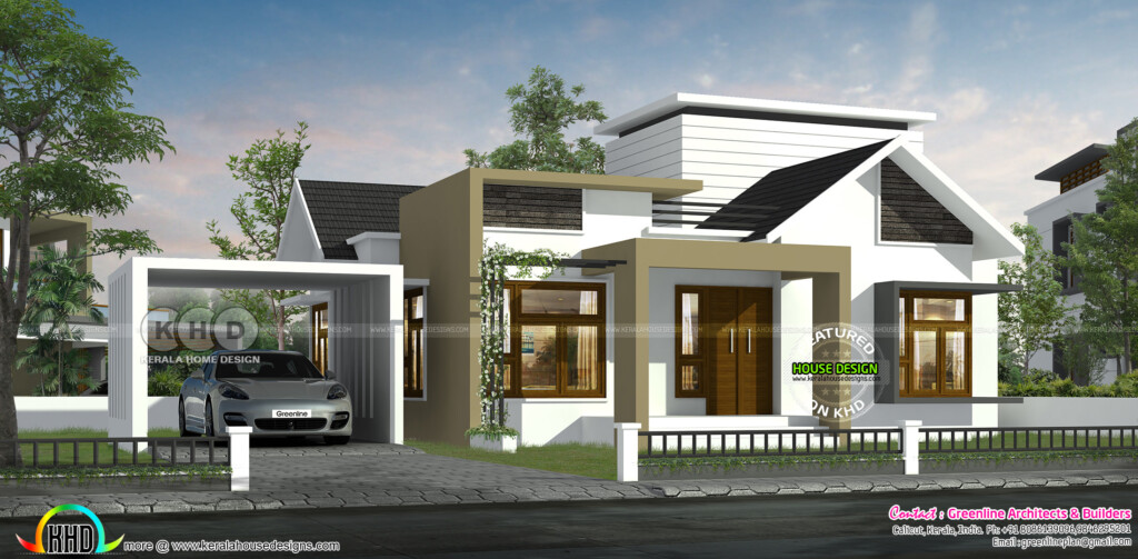 1750 Sq ft 3 Bedroom Single Floor Modern House Kerala Home Design And  - 1750 SQ FT Ranch Modern House Plans