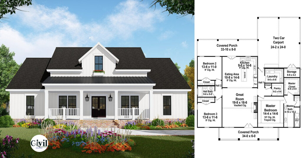 1800 Sq Ft Brilliant Single Floor House With 3 Beds Engineering  - 1800 Sq.Ft House Plan