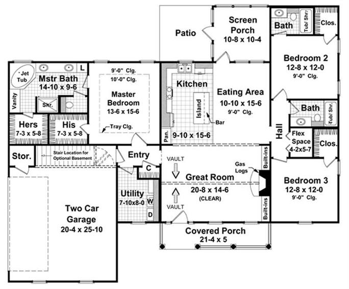 1800 Sq Ft Country Ranch House Plan 3 Bed 3 Bath 141 1175 - 1800 SQ FT 3Bhk House Plans