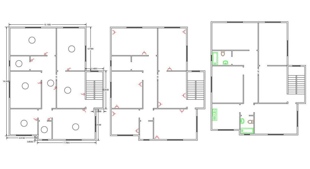 1800 Square Feet 3 BHK House Plan Design Cadbull - 1800 SQ FT 3Bhk House Plans