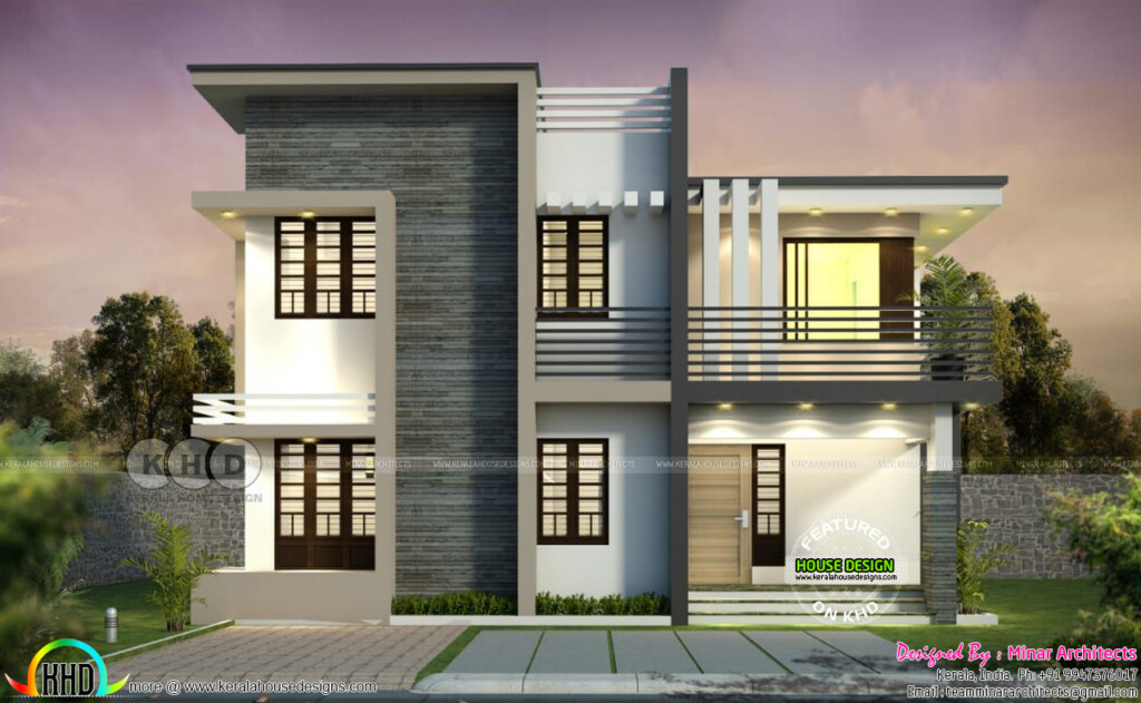 1800 Square Feet Flat Roof 4 BHK Home Plan Kerala Home Design And  - 4 Bhk House Plan In 1800 SQ FT