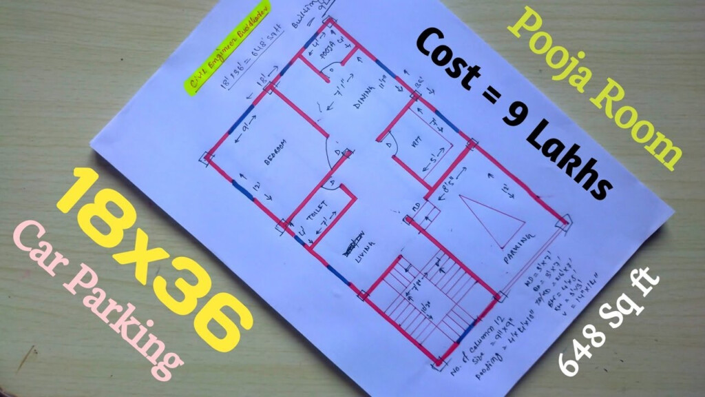 18x36 House Plan 18 36 Building Plan With Car Parking 650 Sq Ft 18x36  - 650 SQ FT House Plan With Car Parking