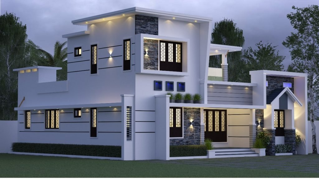 1944 Sq Ft 3BHK Contemporary Style Two Storey House And Free Plan  - 1944 SQ FT House Plan