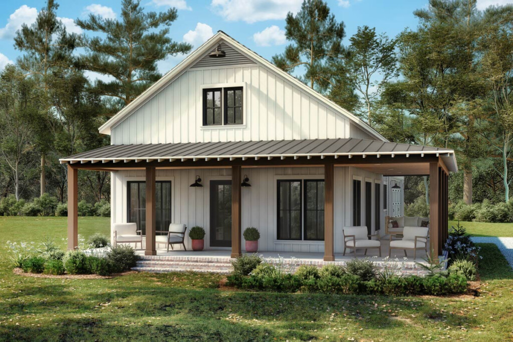 2 Bed Barndominium Style Starter Farmhouse Plan With 1260 Sq Ft  - 1260 SQ FT House Plan