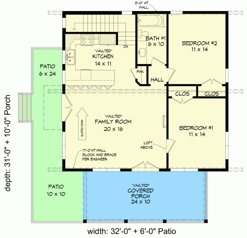 2 Bed Modern Mountain Home Plan Under 1200 Square Feet 680021VR  - 2 Bedroom House Plans Under 1200 SQ FT