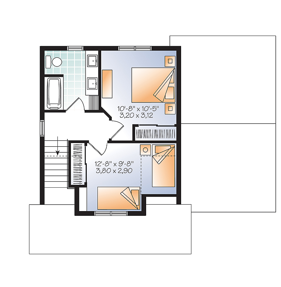 2 Bedrm 900 Sq Ft Craftsman House Plan 126 1852 - 900 SQ FT Craftsman House Plans