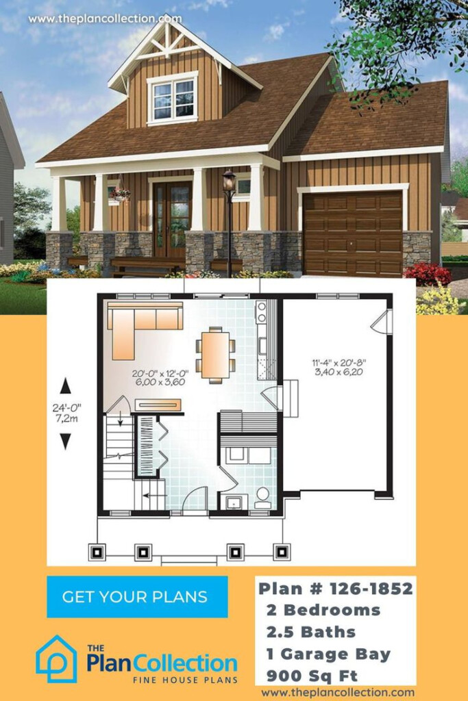 2 Bedrm 900 Sq Ft Craftsman House Plan 126 1852 Craftsman House  - 900 SQ FT Craftsman House Plans