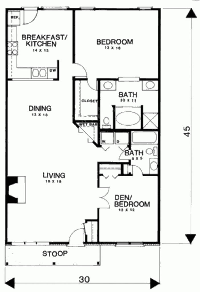 2 Bedroom 2 Bath House Plans Under 1000 Sq Ft House Plans - 1000 SQ FT Duplex House Plans 2 Bed Narrow