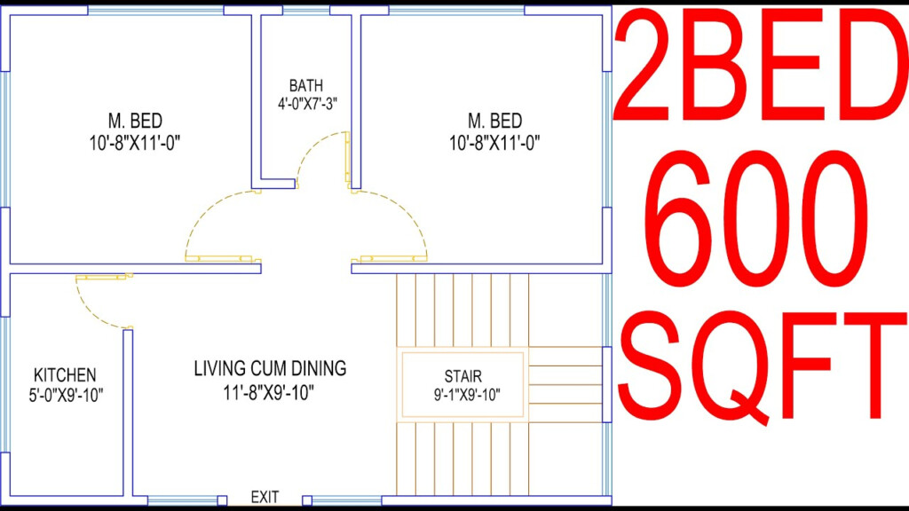 2 Bedroom 600 Sq Ft Apartment Floor Plan Viewfloor co - 600 SQ FT House Plans 2 Bedroom East Facing