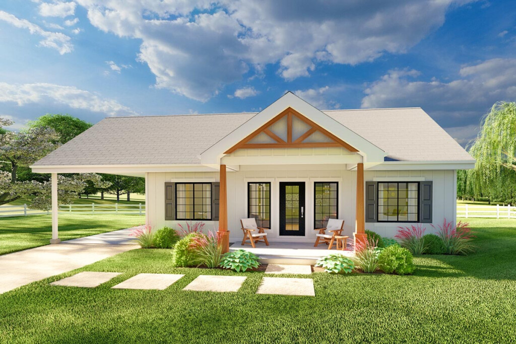 2 Bedroom Country Craftsman House Plan With Carport Under 1100 Sq Ft  - 2013 SQ FT House Plan