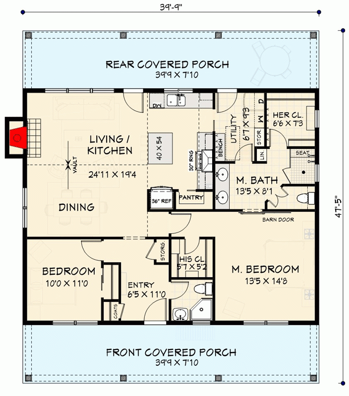 2 Bedroom Country Home Plan Under 1300 Square Feet With Vaulted Open  - 2 Bedroom House Plans 1300 SQ FT