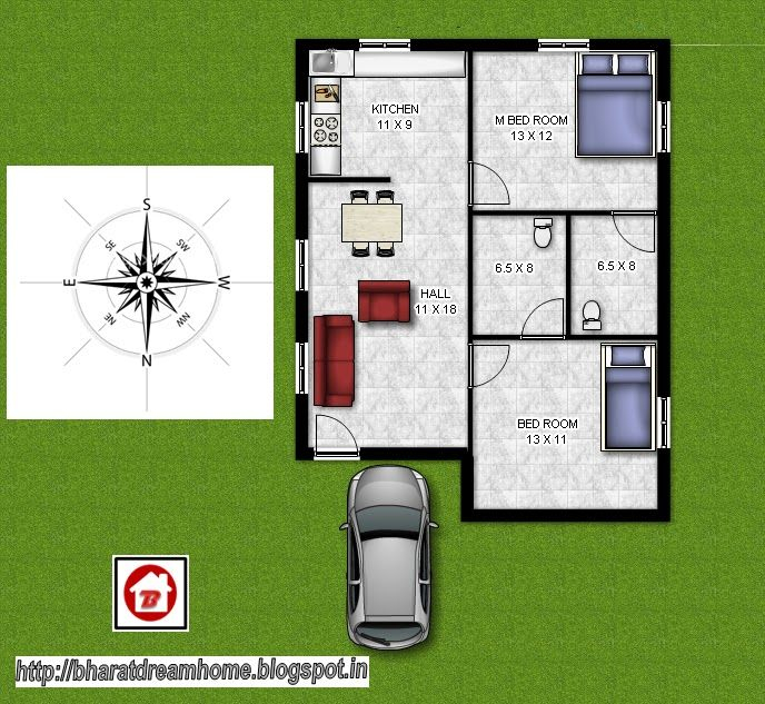 2 Bedroom Floorplan 800 Sq ft north Facing 2bhk House Plan 800 Sq Ft  - 800 SQ FT House Plans 2 Bedroom North Facing