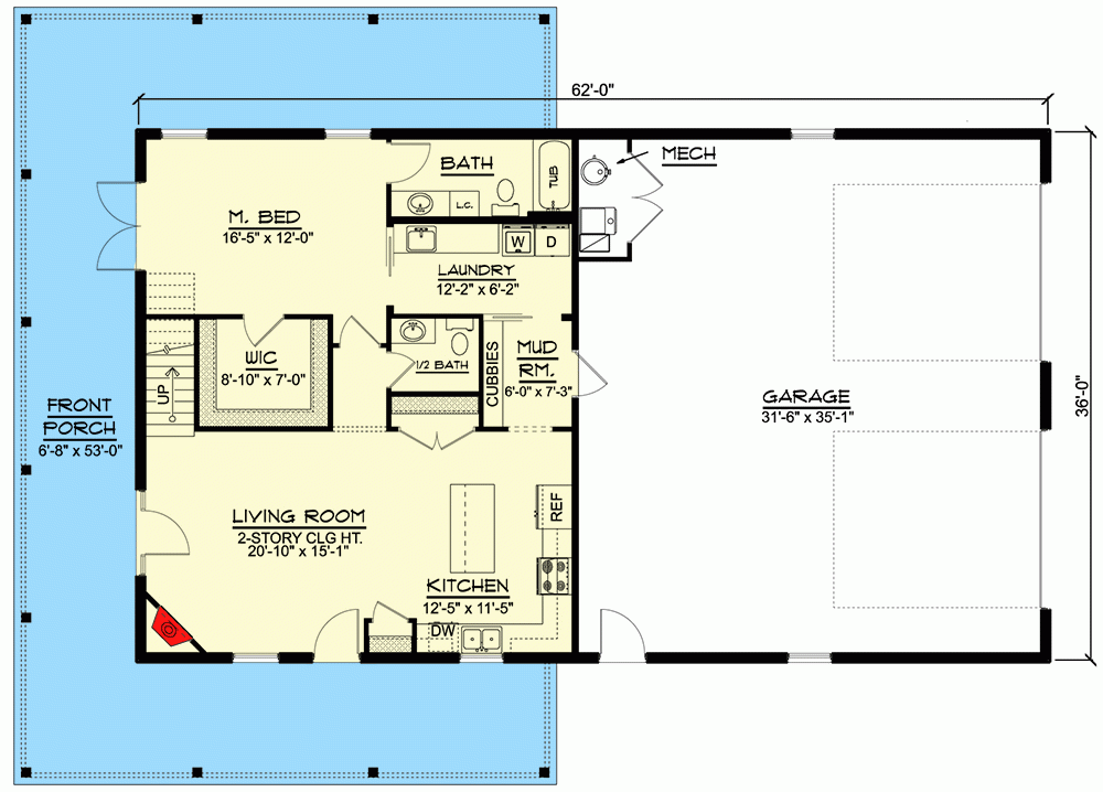 2 Story 2 Bedroom 1600 Square Foot Barndominium Style House With 2 Car  - 2 Bedroom House Plans 1600 SQ FT