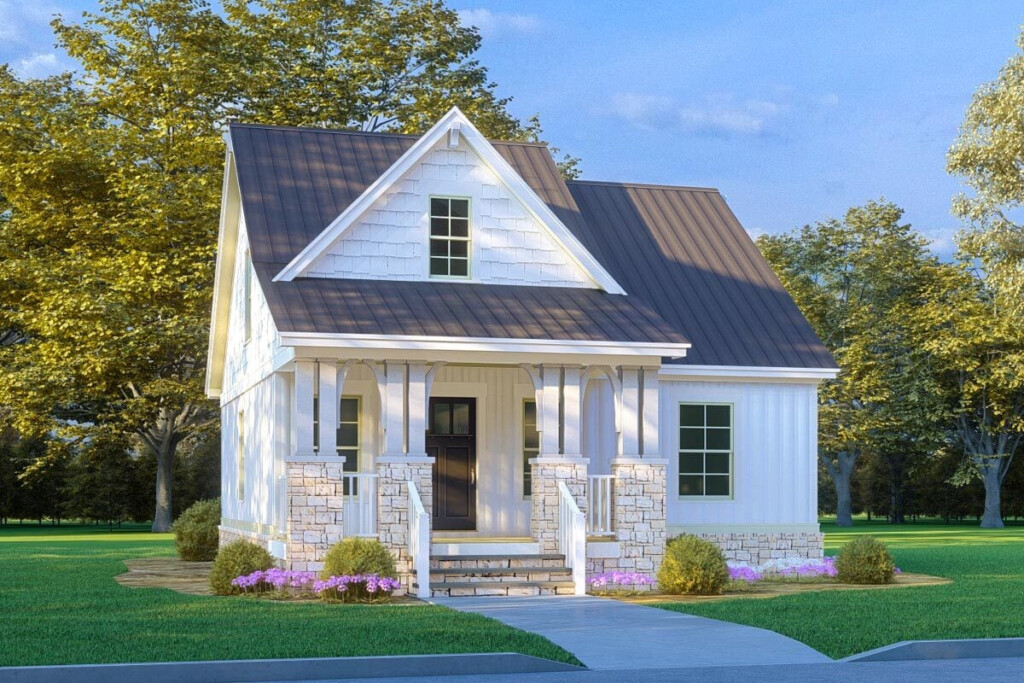 2 Story 3 Bedroom 1250 Square Foot Cottage House With 8 Deep Front  - 1000-1250 SQ FT House Plans