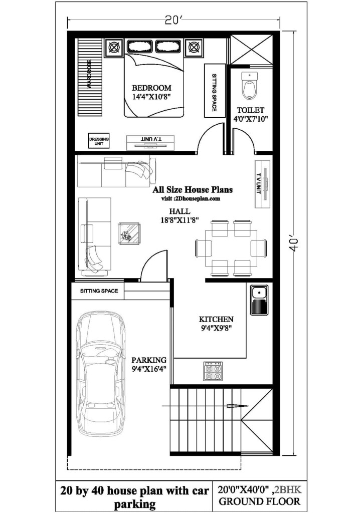 20 By 40 House Plan With Car Parking Best 800 Sqft House - Best 800 SQ FT House Plans