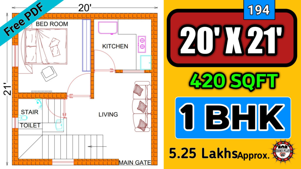 20 X 21 House Plan 420 Square Feet House Plan PLAN NO 194 - 420 SQ FT House Plans Cost