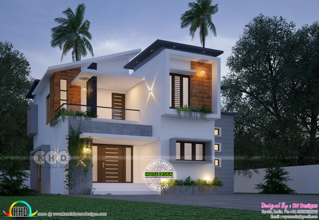 200 Square Meter Modern 4 BHK House Design Kerala Home Design And  - 200 SQ FT House Plans India