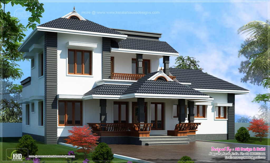 2000 Sq feet 4 Bedroom Sloping Roof Residence Kerala Home Design And  - 2000 SQ FT House Plans In Kerala Style