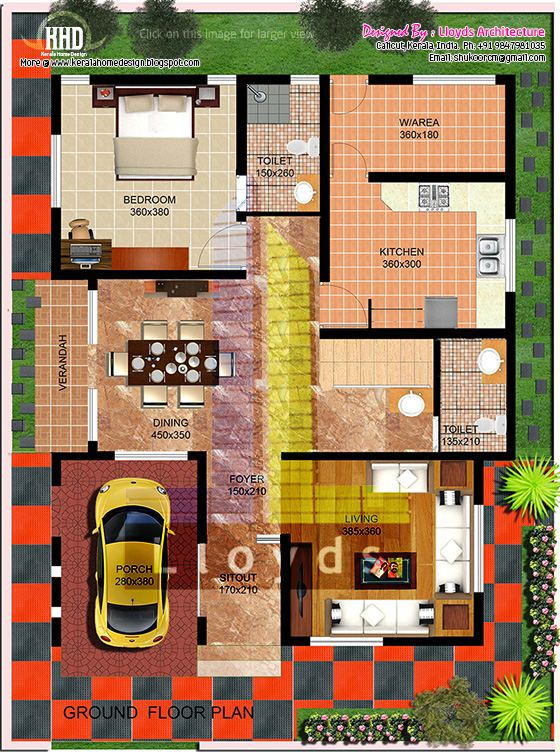 2000 Sq feet Villa Floor Plan And Elevation Kerala Home Design And  - House Plan For 2000 SQ FT Land