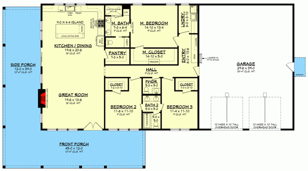 2000 Square Foot 3 Bed Barndominium Style Farmhouse With Wrap Around  - 2000 SQ FT House Plans With Wrap Around Porch