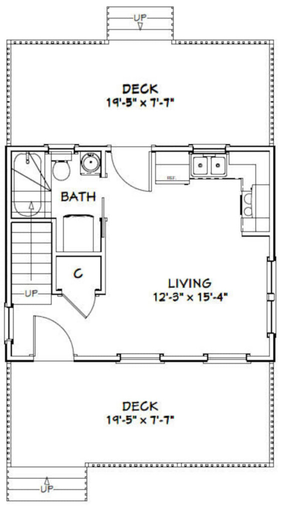 20x16 House 2 Bedroom 1 Bath 630 Sq Ft PDF Floor Plan Etsy - 630 SQ FT House Plan