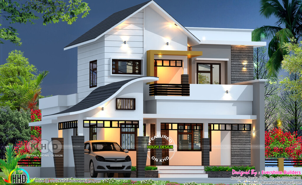 2100 Sq ft 4 Bedroom Mixed Roof House Plan Kerala Home Design And  - 2100 SQ FT House Plans In India