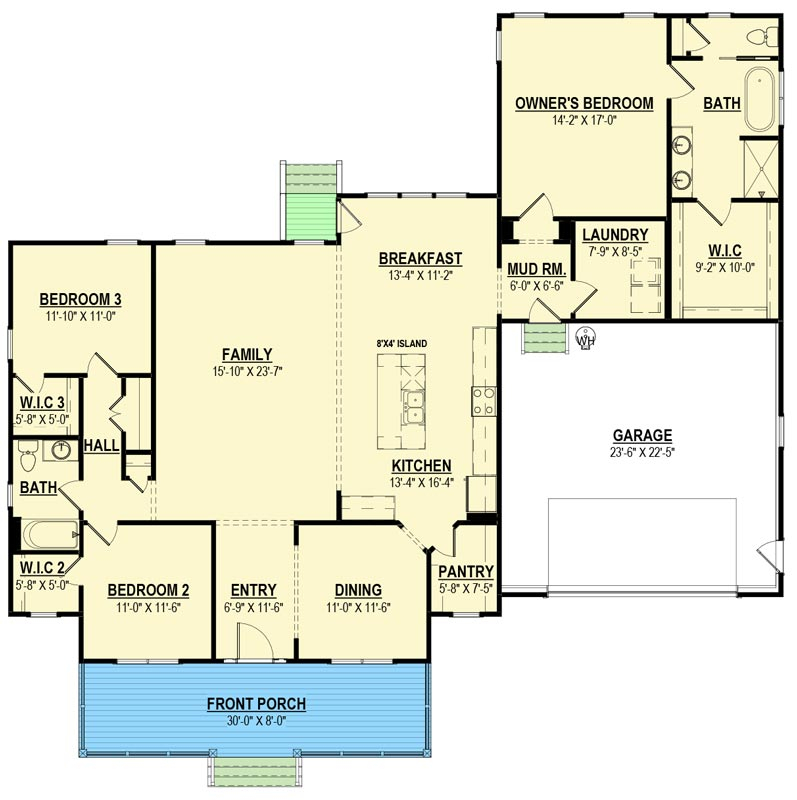 2100 Sq Ft Modern Farmhouse Plan With Front Facing Garage 83625CRW  - 2100 SQ FT House Plans With 3 Bedrooms