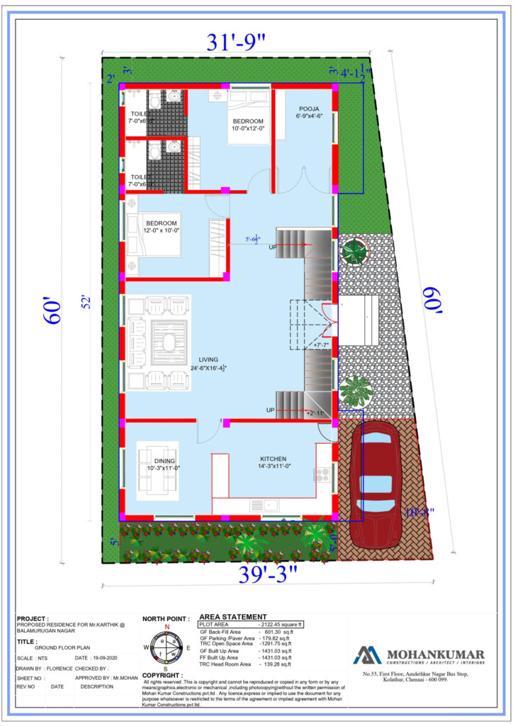 2200 Sq Ft House Plan Design Mohankumar Construction Best  - 3Br 2.5Ba Single Story House Plans 2200 SQ FT